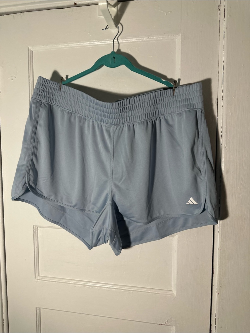 adidas Women's Sky Blue Athletic Shorts with Waistband Detail